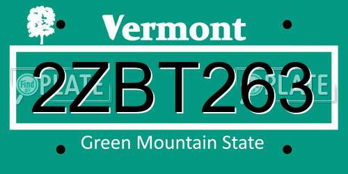 2ZBT263 Vermont License Plate