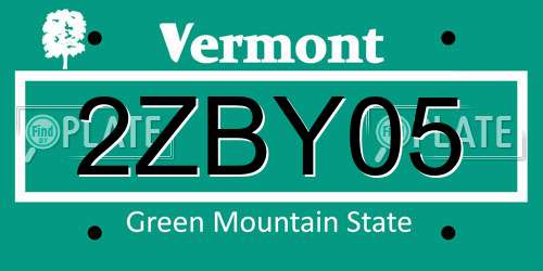 2ZBY05 Vermont License Plate
