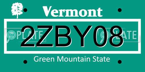 2ZBY08 Vermont License Plate