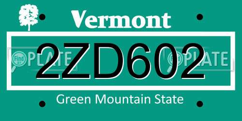 2ZD602 Vermont License Plate