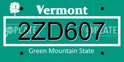 2ZD607 Vermont License Plate