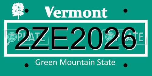 2ZE2026 Vermont License Plate