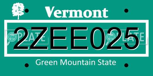 2ZEE025 Vermont License Plate