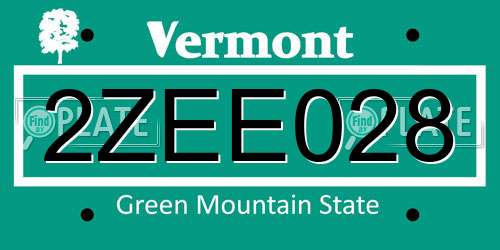 2ZEE028 Vermont License Plate