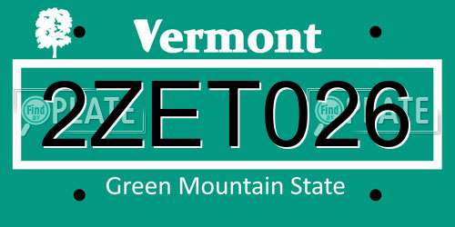 2ZET026 Vermont License Plate