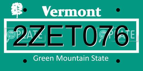 2ZET076 Vermont License Plate