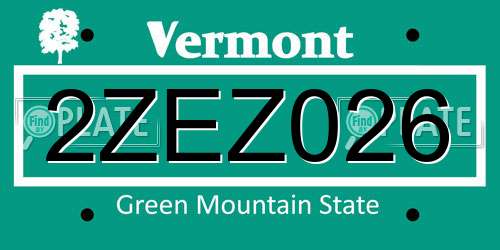 2ZEZ026 Vermont License Plate