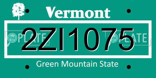 2ZI1075 Vermont License Plate