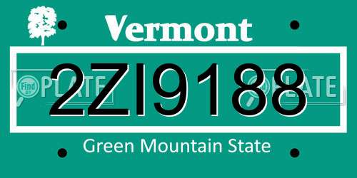 2ZI9188 Vermont License Plate