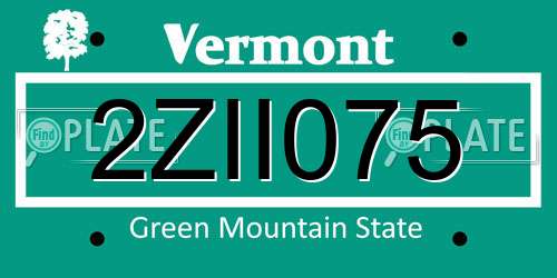 2ZII075 Vermont License Plate