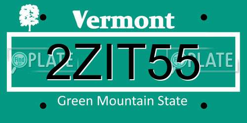 2ZIT55 Vermont License Plate