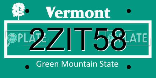 2ZIT58 Vermont License Plate