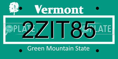 2ZIT85 Vermont License Plate