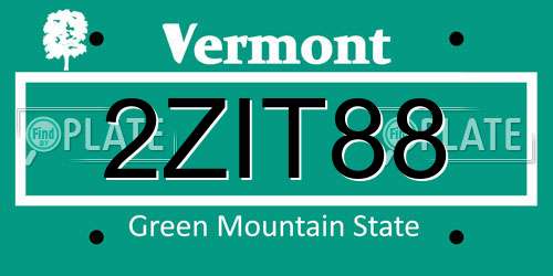 2ZIT88 Vermont License Plate