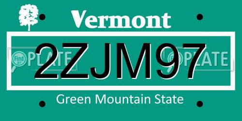 2ZJM97 Vermont License Plate