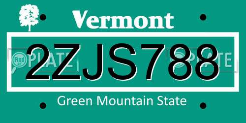 2ZJS788 Vermont License Plate