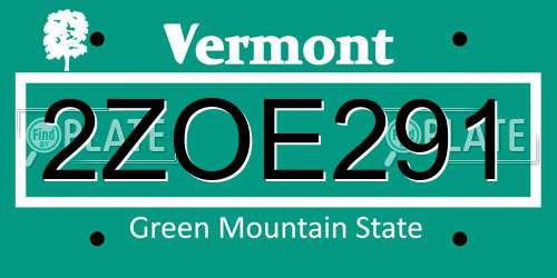 2ZOE291 Vermont License Plate