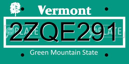 2ZQE291 Vermont License Plate