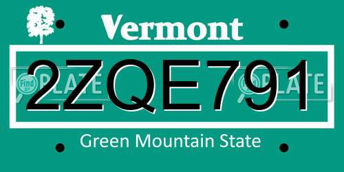 2ZQE791 Vermont License Plate