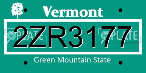 2ZR3177 Vermont License Plate