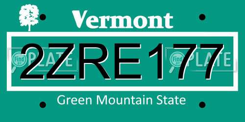 2ZRE177 Vermont License Plate