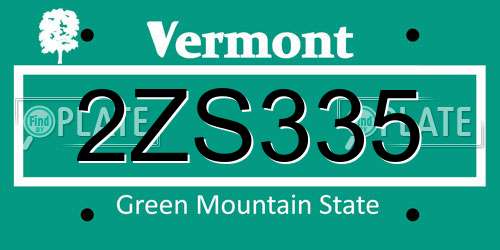 2ZS335 Vermont License Plate