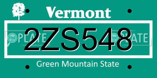 2ZS548 Vermont License Plate