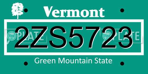 2ZS5723 Vermont License Plate