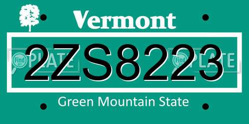 2ZS8223 Vermont License Plate