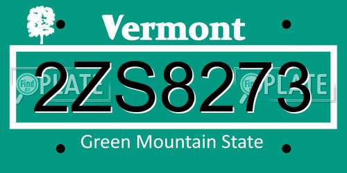 2ZS8273 Vermont License Plate