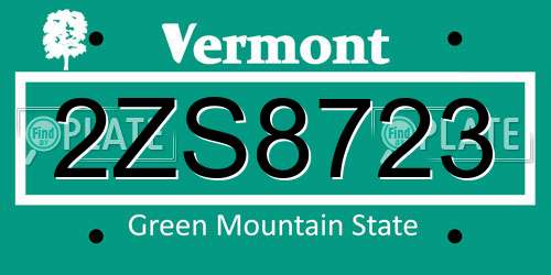 2ZS8723 Vermont License Plate