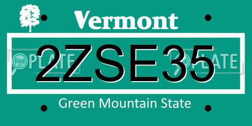 2ZSE35 Vermont License Plate
