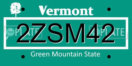 2ZSM42 Vermont License Plate