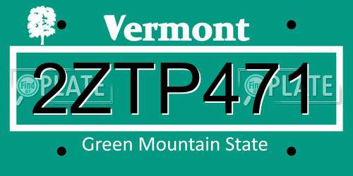 2ZTP471 Vermont License Plate