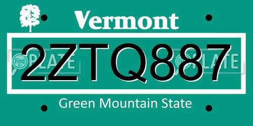 2ZTQ887 Vermont License Plate