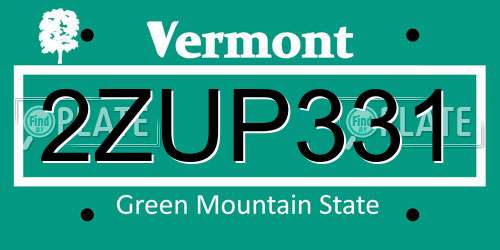 2ZUP331 Vermont License Plate