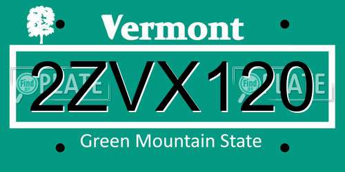 2ZVX120 Vermont License Plate