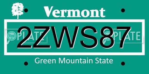 2ZWS87 Vermont License Plate
