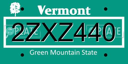 2ZXZ440 Vermont License Plate