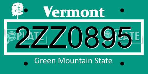 2ZZ0895 Vermont License Plate
