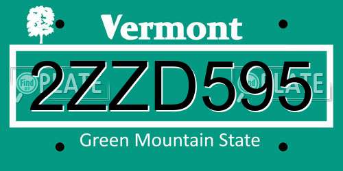 2ZZD595 Vermont License Plate