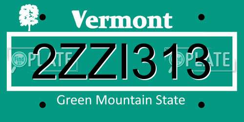 2ZZI313 Vermont License Plate