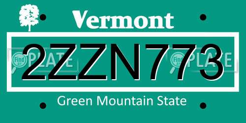2ZZN773 Vermont License Plate