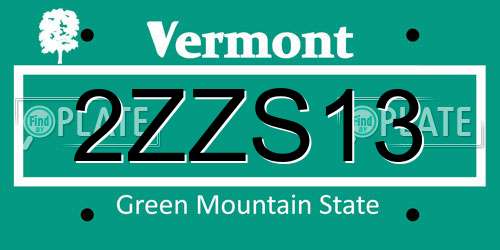 2ZZS13 Vermont License Plate