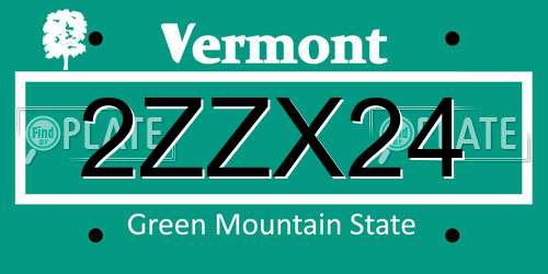 2ZZX24 Vermont License Plate