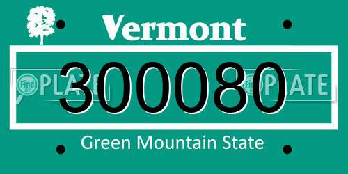 300080 Vermont License Plate