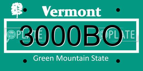 3000BO Vermont License Plate