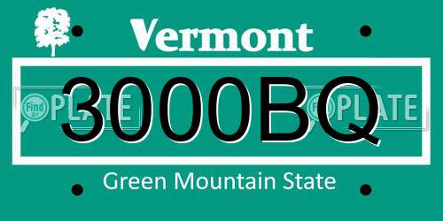 3000BQ Vermont License Plate