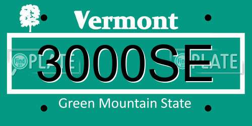 3000SE Vermont License Plate