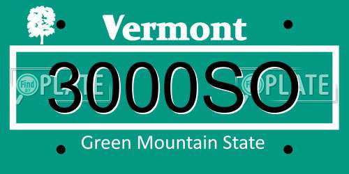 3000SO Vermont License Plate